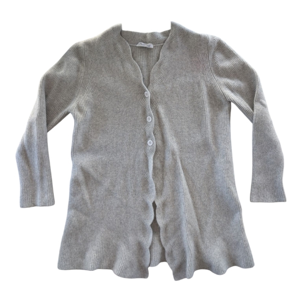 Vintage Daniel Napier Angora Geelong Wool Cardigan Grey Womens 12